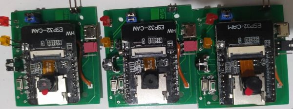 Three custom ESP32-CAM-based monitoring PCBs designed in Altium